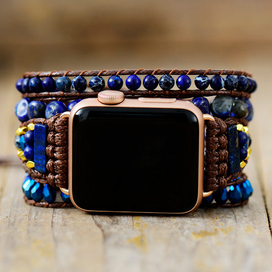 Handmade Natural Lapis Lazuli and Jasper Apple Watch Bracelet