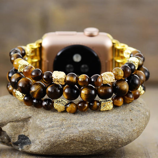 Handmade Tigers Eye Beaded Apple Watch Bracelet