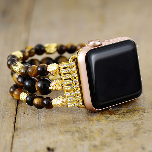 Handmade Tigers Eye Beaded Apple Watch Bracelet