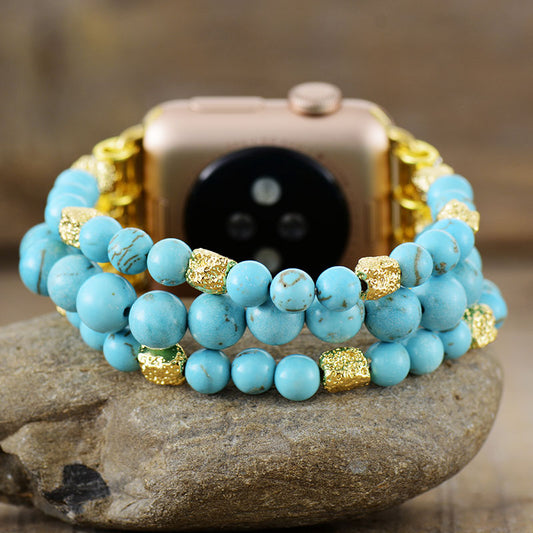 Handmade Turquoise Beaded Apple Watch Bracelet