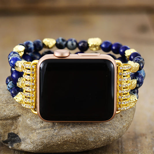 Handmade Blue Imperial Jasper Beaded Apple Watch Bracelet