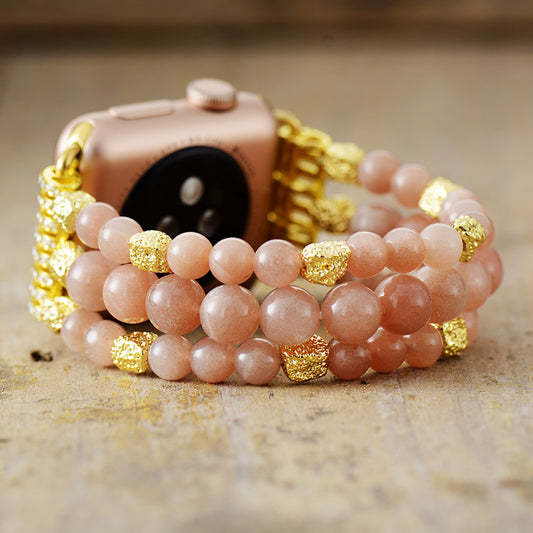 Handmade Sunstone Beaded Apple Watch Bracelet