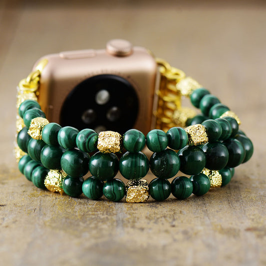 Handmade Malachite Beaded Apple Watch Bracelet