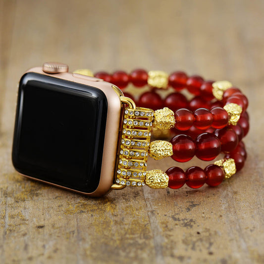 Handmade Carnelian Beaded Apple Watch Bracelet