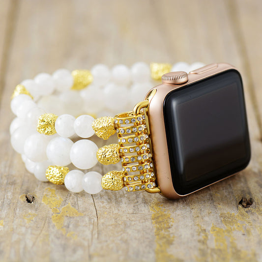 Handmade Moonstone Beaded Apple Watch Bracelet