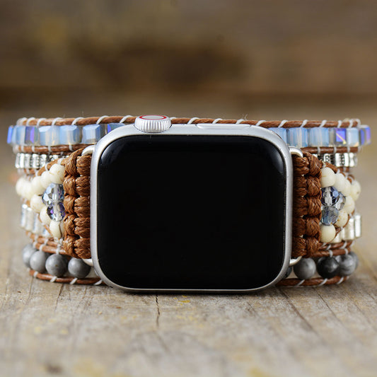 Handmade Jasper, Howlite and Hematite Silver Beaded Apple Watch Bracelet