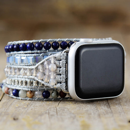 Handmade Lapis Lazuli, Jasper and Agate Apple Watch Bracelet