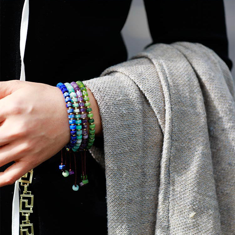 Handmade Luxury Jade and Gold Plated Charm Bracelet