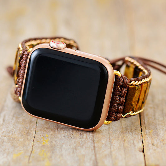 Handmade Tigers Eye Stone Apple Watch Straps 38-45MM Plate