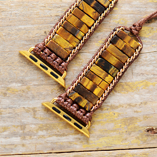 Handmade Tigers Eye Stone Apple Watch Straps 38-45MM Plate