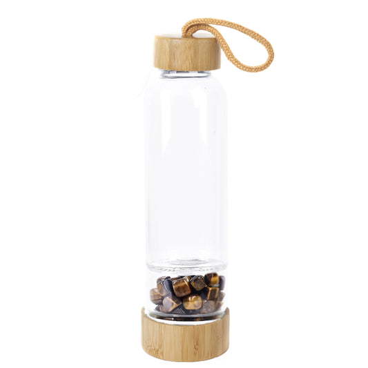 Crystal Infused Bamboo Water Bottle with Tigers Eye - Stay Hydrated π§