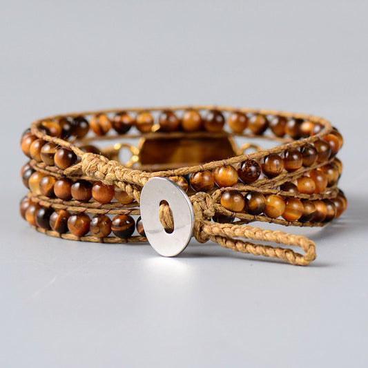 Handmade Natural Tigers Eye Bracelet 19.7 inches + 3 closures