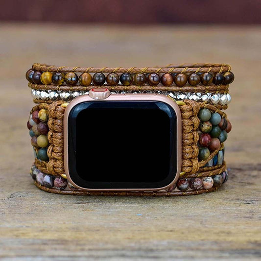 Handmade Tigers Eye, Agate and Jasper Apple Watch Bracelet