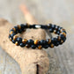 Handmade Natural Tigers Eye and Onyx Braided Bracelet 7.3-10.3 Inches