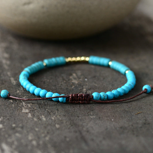 Handmade Turquoise Stone & Tibetan Beads Bracelet
