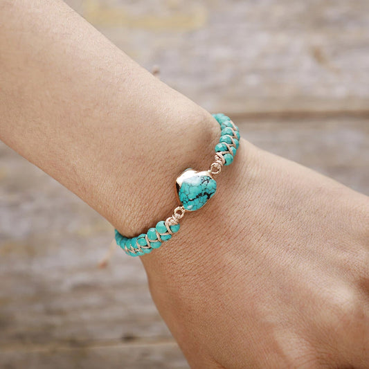 Handmade Turquoise Stone Charm Braided Bracelet