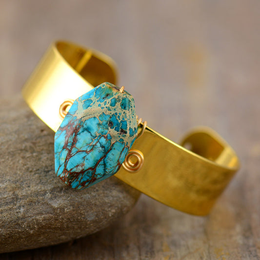 Handmade Turquoise & Gold Cuff Bangle