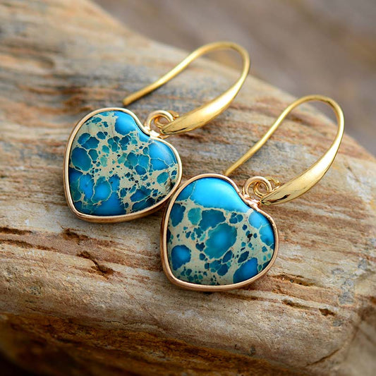 Handmade Turquoise Heart Shaped Dangle Earrings