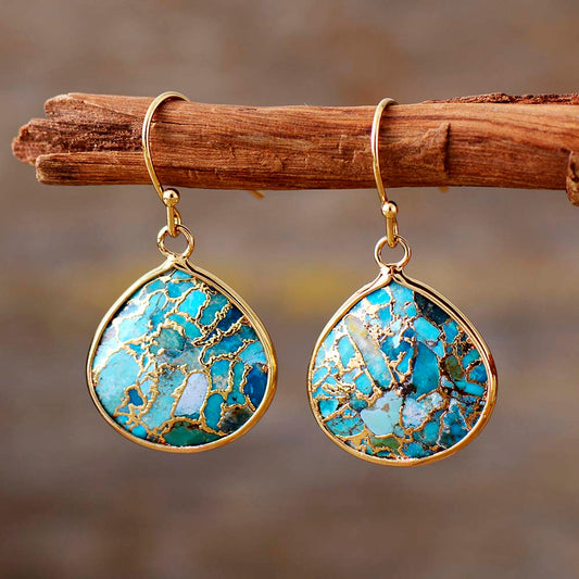 Handmade Turquoise Teardrop Art Deco Earrings