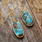 Handmade Natural Turquoise and Gold Plated Dangle Earrings