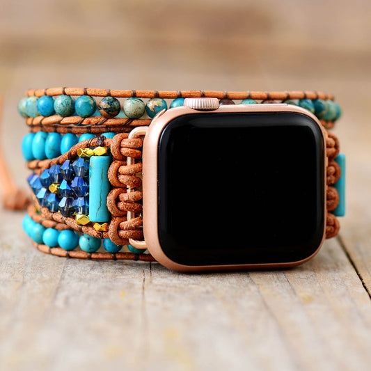 Handmade Natural Turquoise and Jasper Apple Watch Strap