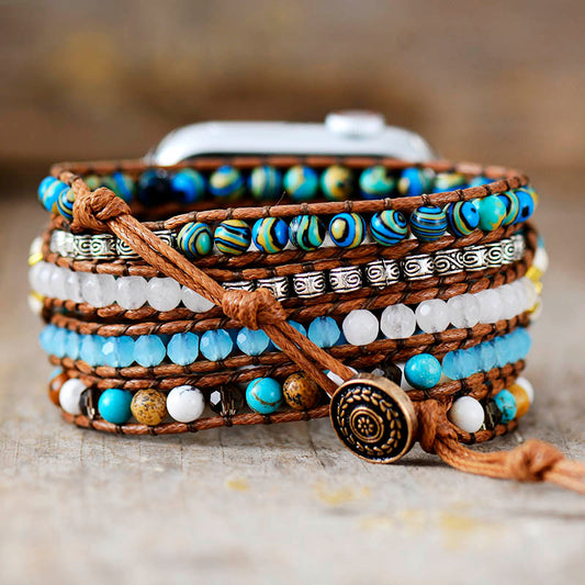 Handmade Natural Onyx and Jasper Apple Watch Straps