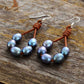 Handmade Grey Freshwater Pearls and Leather Earrings