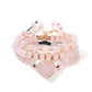 MantraChakra 3 Piece Rose Quartz Bracelet with a Heart Charm
