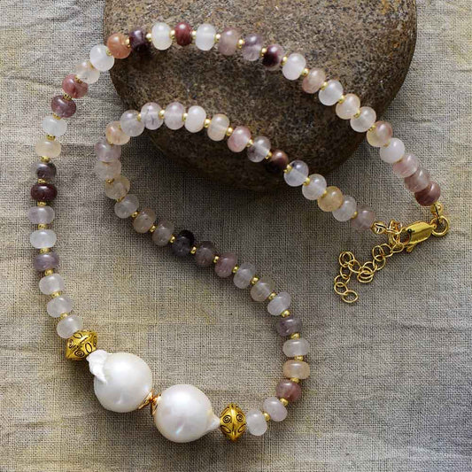 MantraChakra Baroque Pearl and Jade Choker Necklace