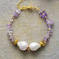 MantraChakra Baroque Pearl and Purple Quartz Bracelet