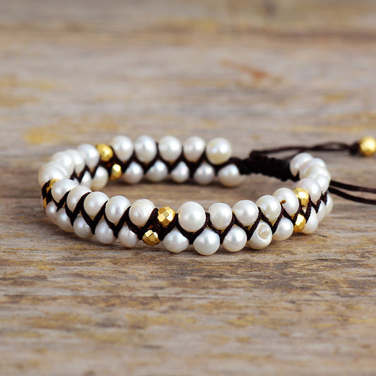MantraChakra Beaded Freshwater Pearl & Weaving Bracelet
