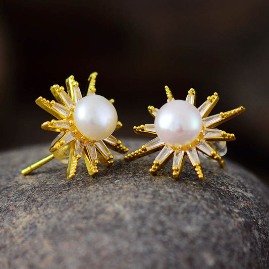 MantraChakra Fresh Water Pearl Star Stud Earrings