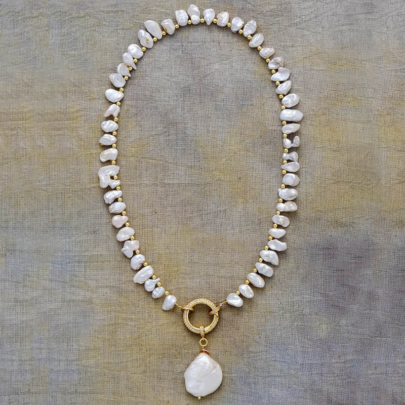 MantraChakra Freshwater Pearl & Zircon Choker Necklace
