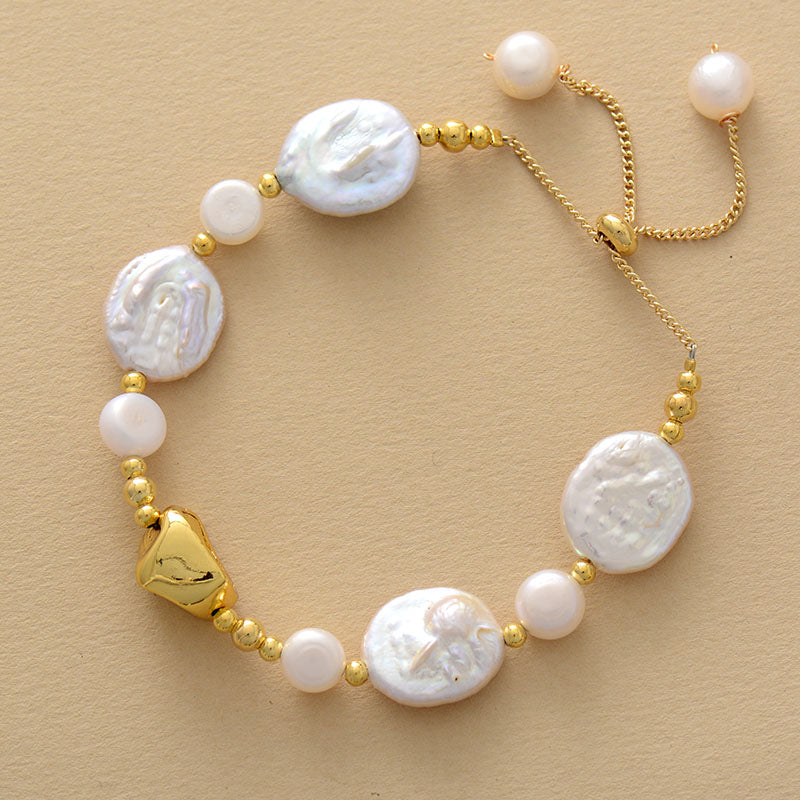 MantraChakra Gold Plated and Baroque Pearl Charm Bracelet