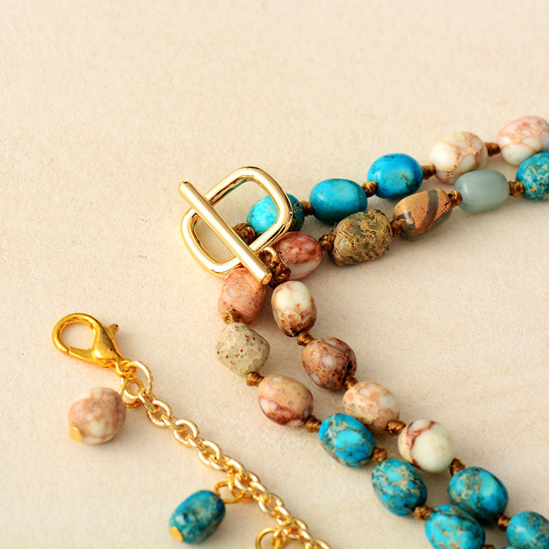 MantraChakra Imperial Jasper and Gold Plated Chain Necklace