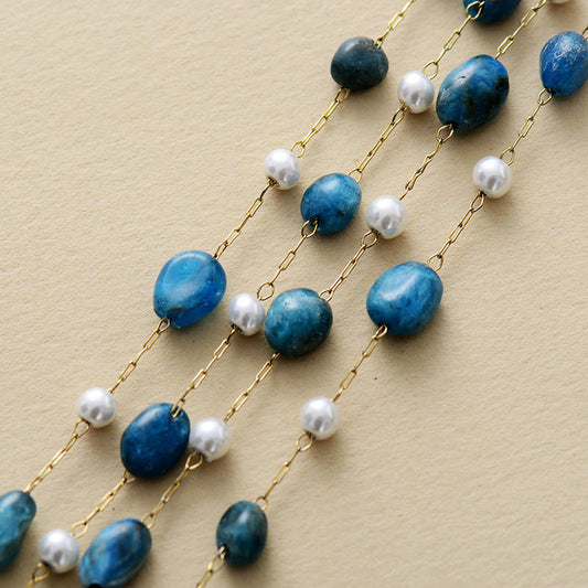 MantraChakra Pearl and Apatite Gold Plated Necklace