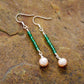 MantraChakra Pearl and Green Onyx Drop Earrings
