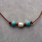 MantraChakra Pearl and Turquoise Leather Necklace