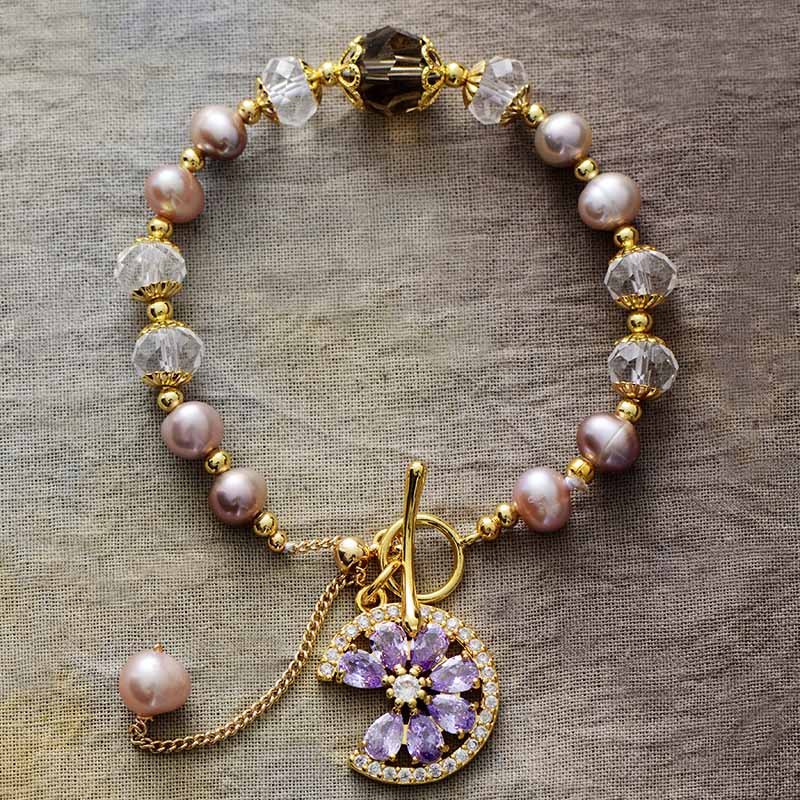 MantraChakra Pearl and Zirconia Charm Bracelet