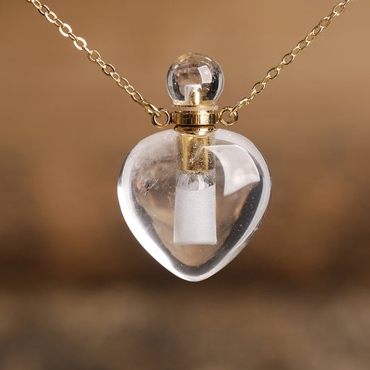 MantraChakra White Quartz Crystal Perfume Bottle Necklace