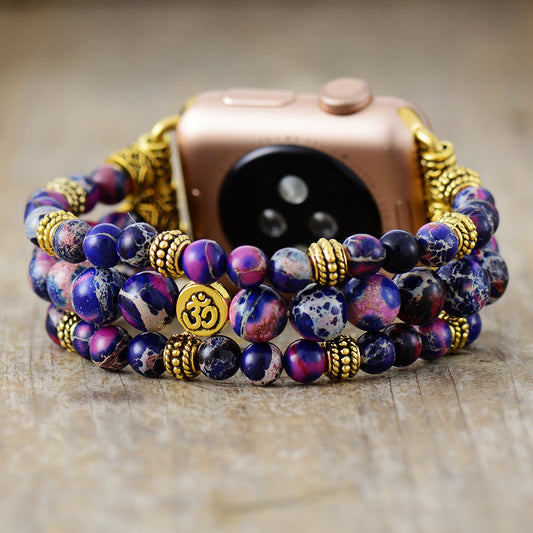 MantraChakra Purple Imperial Jasper Beaded Apple Watch Bracelet