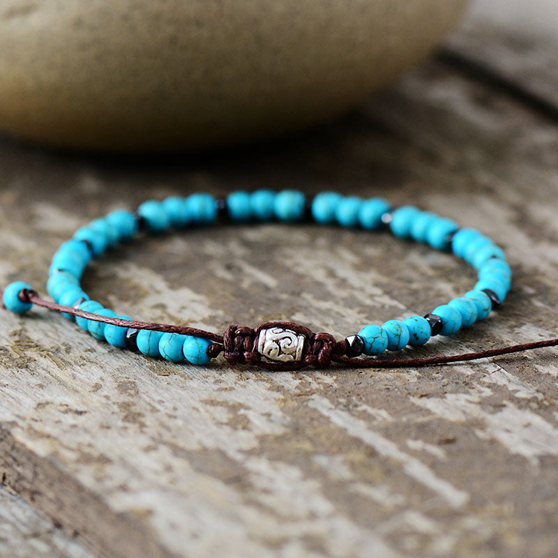 Handmade 4mm Turquoise Stone Beaded Bracelet
