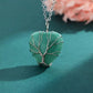 Natural Aventurine Stone with a Tree of Life Wrapped Heart Necklace