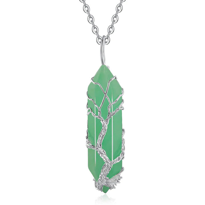 Tree Of Life Natural Aventurine Crystal Pendant Necklace
