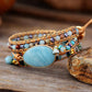 Handmade Natural Amazonite and Beaded Bracelet - 19.7 Inches + 3 closures