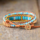 Handmade Natural Amazonite & Jasper Leather Bracelet 19.7 inches + 3 closures