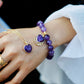 Handmade Natural Amethyst Stretch Bracelet with Gold Charms - 18-18.5cm