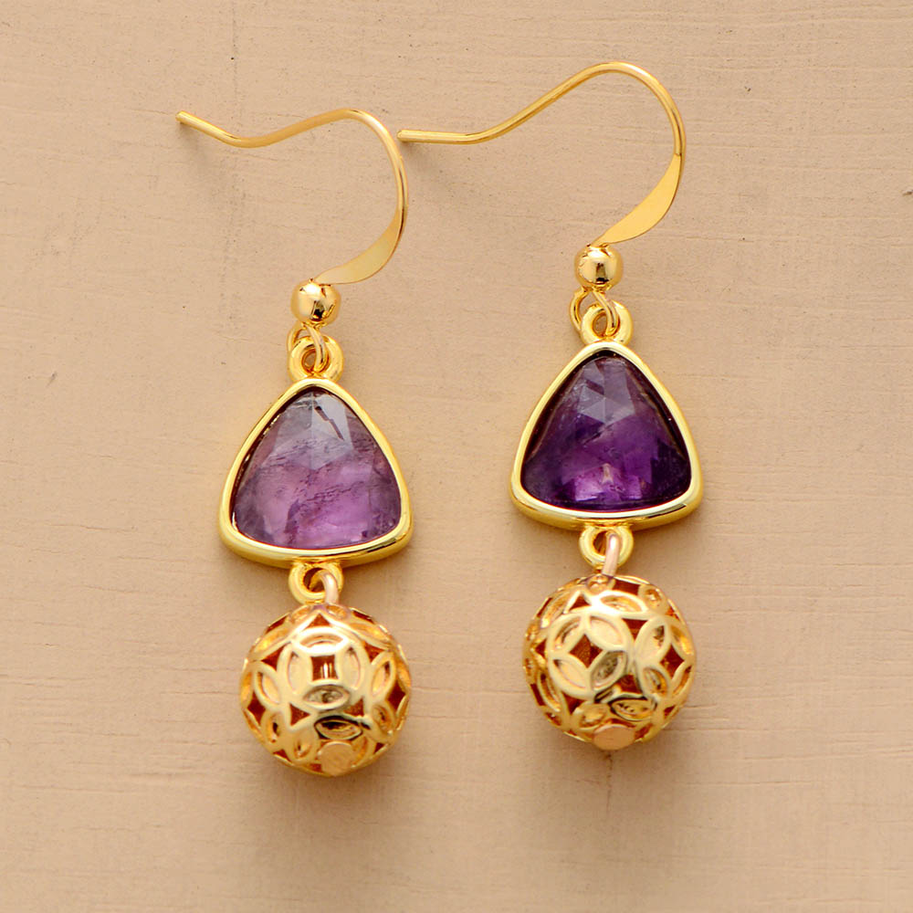 Handmade Amethyst and Gold Cham Earrings
