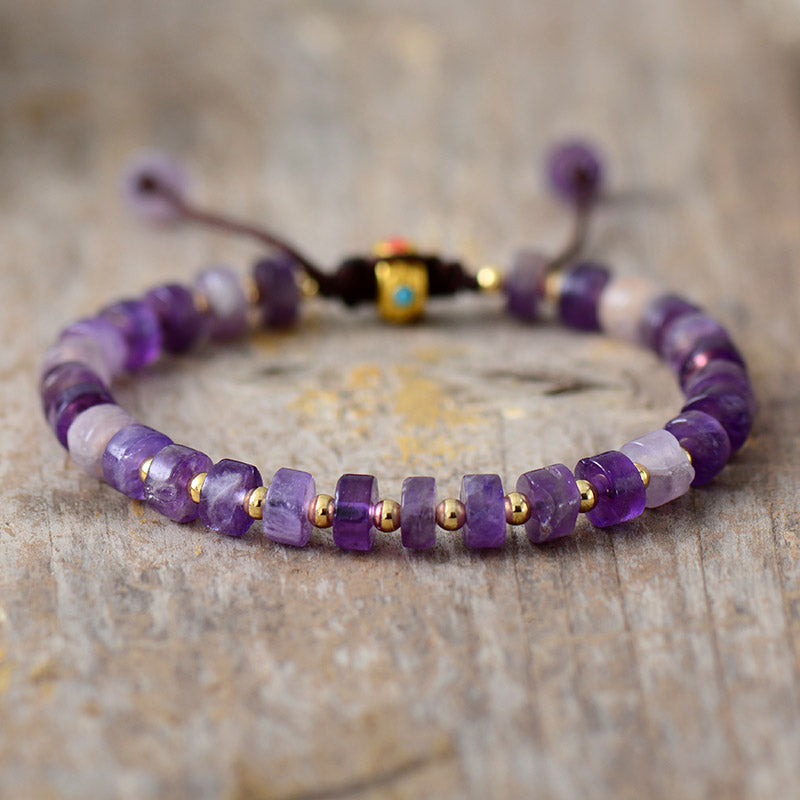 Handmade Luxury Amethyst and Gold Plated Charm Bracelet