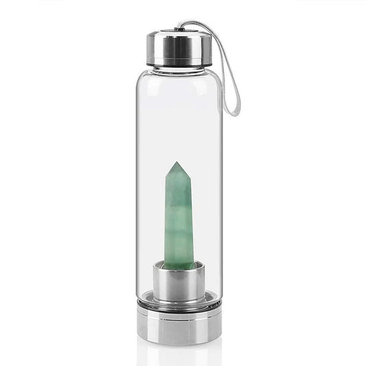 Crystal Infused Water Bottle with Natural Aventurine Stone - Stay Hydrated 💧